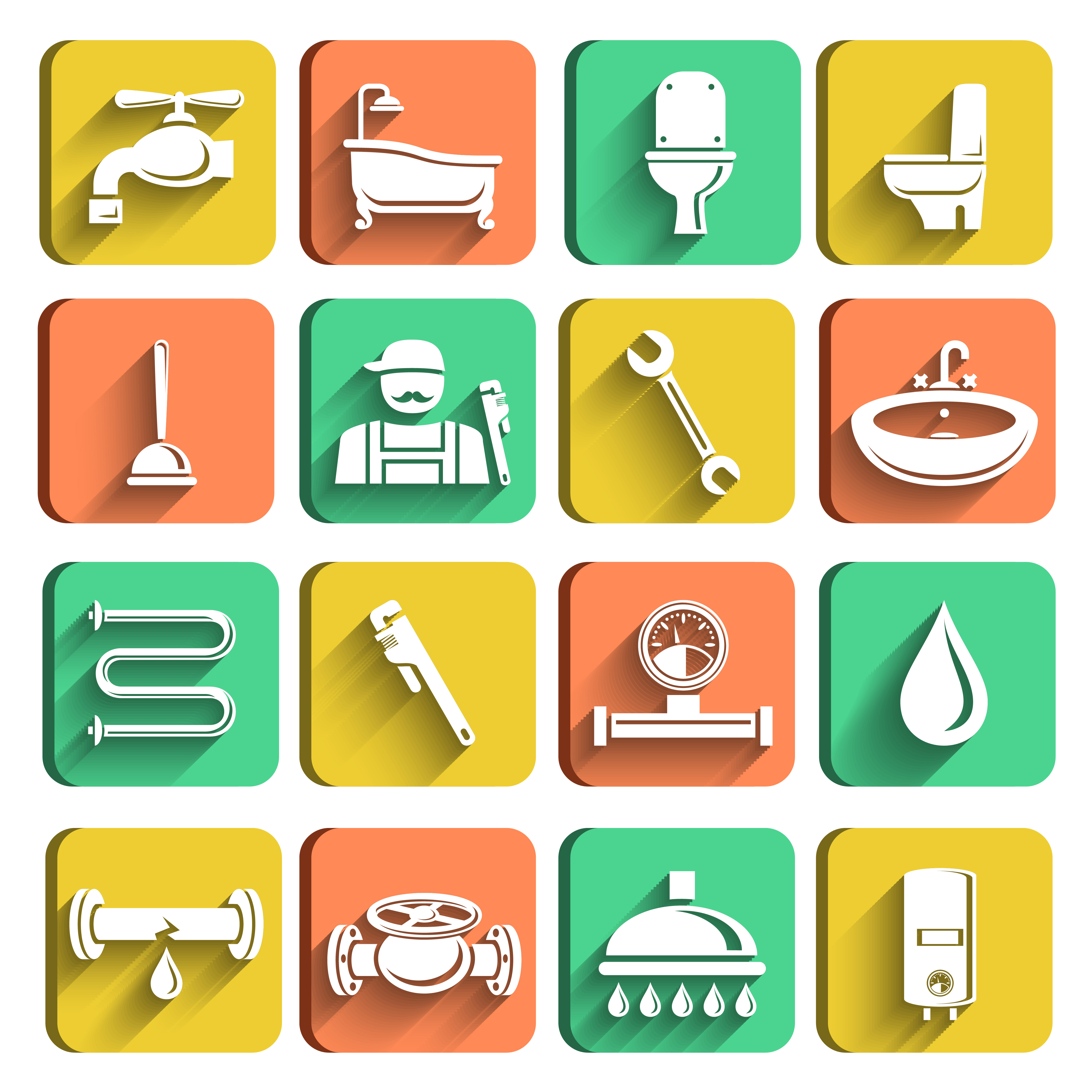 Plumbing Tools Icons Set